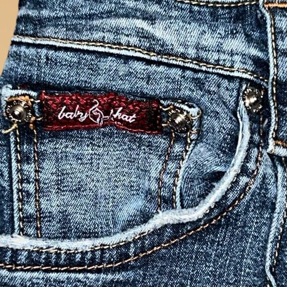 Baby Phat Y2K Cropped Buttoned Ankle Medium Wash Blue Denim Jeans Size 5 - Picture 4 of 9